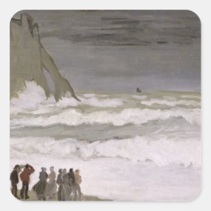 Sticker Carré Mer agitée de Claude Monet chez Etretat, 1868-6