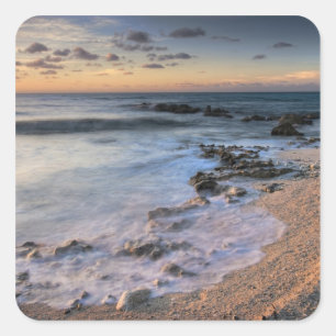 Sticker Carré Mer des Caraïbes, Îles Caïmans. Vagues déferlantes