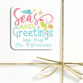 Sticker Carré Mer Et Salutations Plage Noël Été