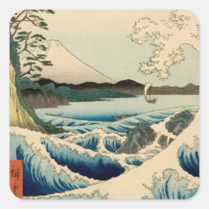 Sticker Carré Mer japonaise de Satta Hiroshige Art