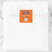Sticker Carré Merci 20% de réduction sur QR CODE Logo Remise Ble (Sac)