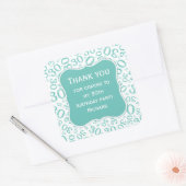 Sticker Carré Merci : 30e anniversaire Turquoise/blanc Motif num (Enveloppe)