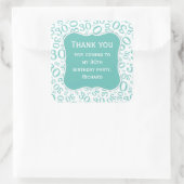 Sticker Carré Merci : 30e anniversaire Turquoise/blanc Motif num (Sac)
