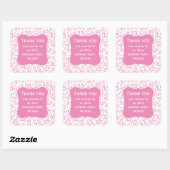 Sticker Carré Merci : 35e anniversaire Motif rose/blanc (Feuille)