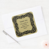 Sticker Carré Merci : 60e Motif  Gold/Black Bracket (Enveloppe)
