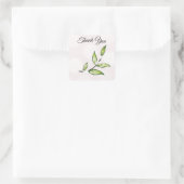 Sticker Carré Merci à feuilles vertes (Sac)