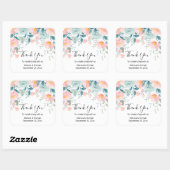 Sticker Carré Merci à la frontière rose et verte (Feuille)