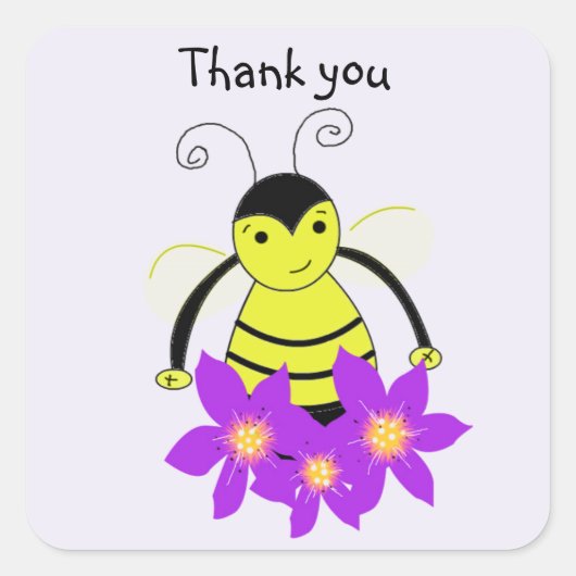 Sticker Carré Merci Abeille Capricieuse (Devant)