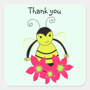 Sticker Carré Merci Abeille Fantaisiste