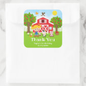 Sticker Carré Merci Anniversaire Rouge Fille Cheveux Blonds Ferm (Sac)