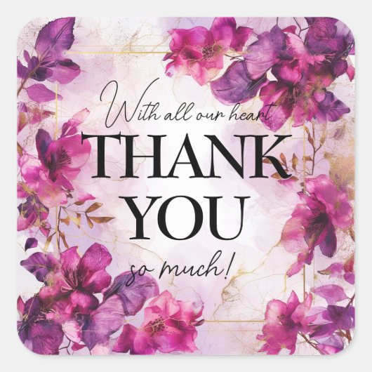 Sticker Carré Merci : aquarelle (Devant)