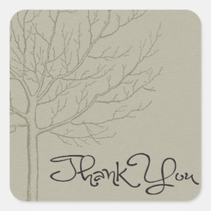 Sticker Carré Merci Arbre De Vie Gris Et Noir