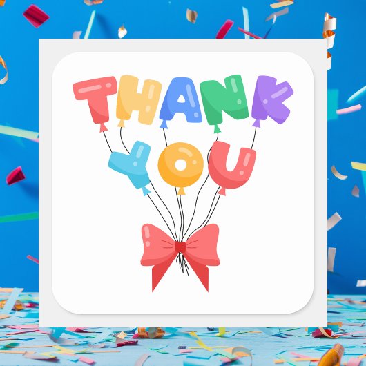 Sticker Carré Merci arc-en-ciel moderne Anniversaire