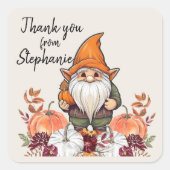 Sticker Carré Merci Automne Thème Gnome Citrouille Thanksgiving (Devant)
