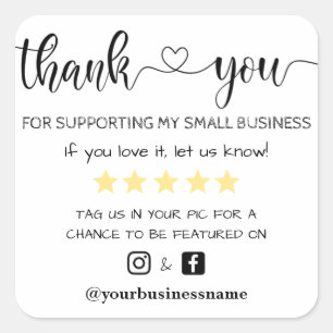 Sticker Carré merci aux petites entreprises facebook instagram m