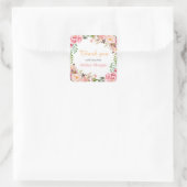 Sticker Carré Merci avec amour Romantique Chic Floral Wreath (Sac)