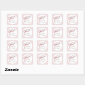 Sticker Carré Merci Baptême Fille (Feuille)