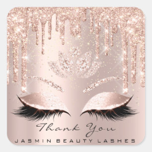Sticker Carré Merci Beauty Lashes, Rose de Lotus