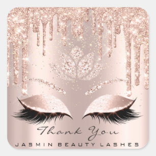 Sticker Carré Merci Beauty Lashes, Rose de Lotus