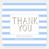 Sticker Carré Merci Bébé Bleu Garçon rayé (Devant)