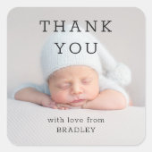 Sticker Carré Merci bébé nouveau-né Baby shower Script (Devant)