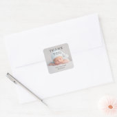 Sticker Carré Merci bébé nouveau-né Baby shower Script (Enveloppe)