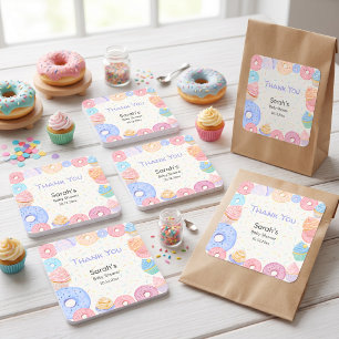 Sticker Carré Merci Bébé Sprinkle Baby Shower Casual