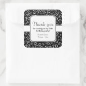 Sticker Carré Merci : Black 70th Birthday Numéro Motif (Sac)