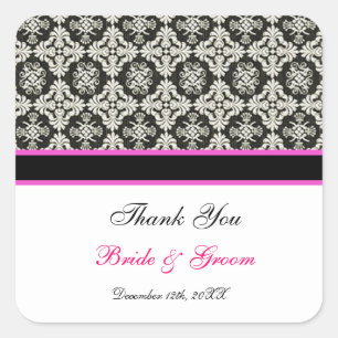 Sticker Carré merci black damask