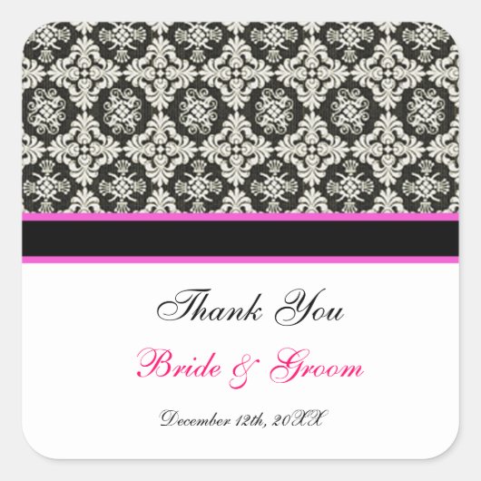 Sticker Carré merci black damask (Devant)