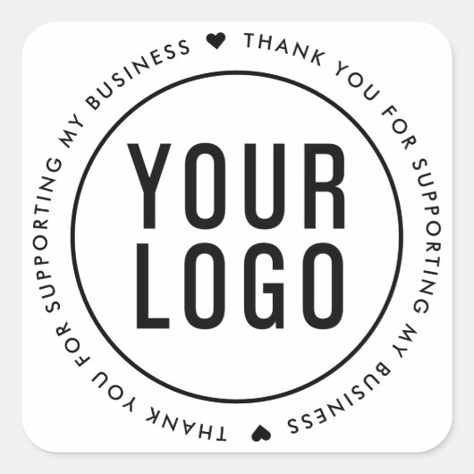 Sticker Carré Merci Blanc Pour Soutenir Mon Entreprise (Devant)