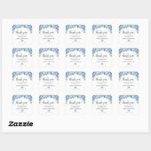 Sticker Carré Merci Bleu boho chic mariage (Feuille)