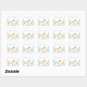 Sticker Carré Merci bleu orange Mariage (Feuille)