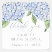 Sticker Carré Merci Blue Hydrangea Fête des mariées Customisée (Devant)