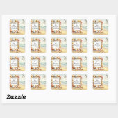 Sticker Carré Merci Boho Beach Shell Baby Shower Classique Rou (Feuille)