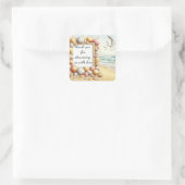 Sticker Carré Merci Boho Beach Shell Baby Shower Classique Rou (Sac)