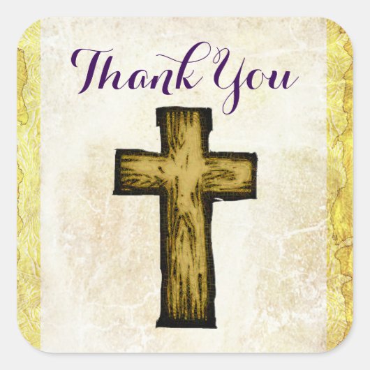 Sticker Carré Merci Brown en bois (Devant)