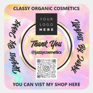 Sticker Carré Merci Business Logo de QRCode Holographie mondiale