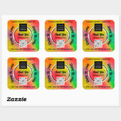 Sticker Carré Merci Business QR Code Logo Holographic Gold Frame (Feuille)