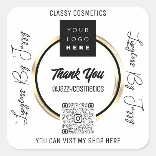 Sticker Carré Merci Business QR Code Logo M'analyser (Devant)