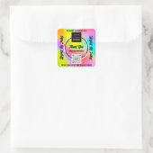 Sticker Carré Merci Business QR Code Logo rose Holographe rose (Sac)