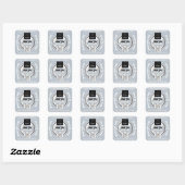 Sticker Carré Merci Business QR Code Logo Silver MAP Globe Gray (Feuille)