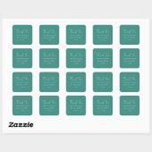 Sticker Carré Merci Calligraphie Texte Turquoise Bleu Vert (Feuille)