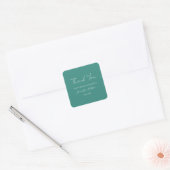 Sticker Carré Merci Calligraphie Texte Turquoise Bleu Vert (Enveloppe)