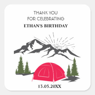 Sticker Carré Merci Camp Enfant d'anniversaire