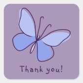 Sticker Carré Merci chic ! - Papillon bleu-violet doux (Devant)