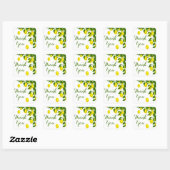 Sticker Carré Merci Citrus Jaune Fête de Mariage Vert Citron (Feuille)