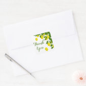 Sticker Carré Merci Citrus Jaune Fête de Mariage Vert Citron (Enveloppe)