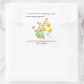 Sticker Carré Merci client Fleur sauvage Floral (Sac)