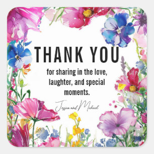 Sticker Carré Merci 🌻 💗 collection de fleurs de champs 🌹